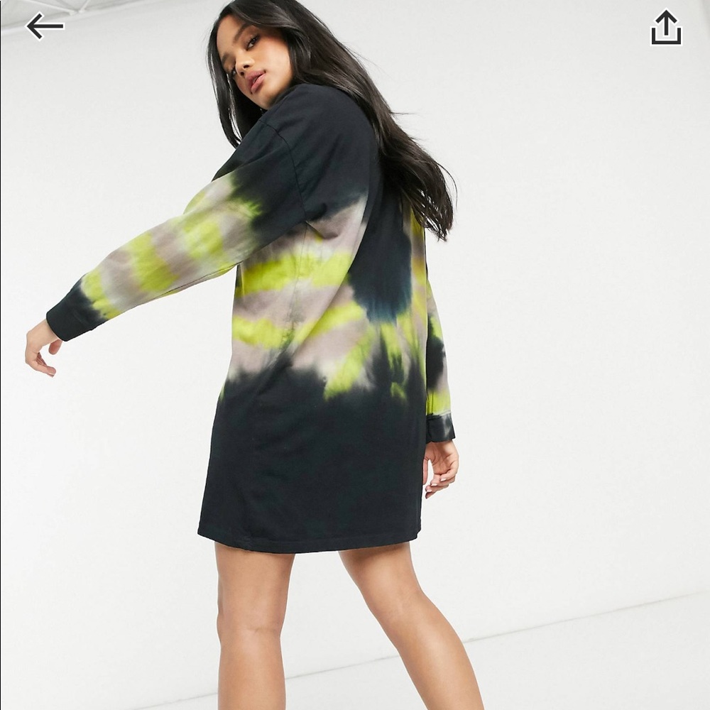 Asos Missguided Long Sleeve T Shirt Dress Tie dye